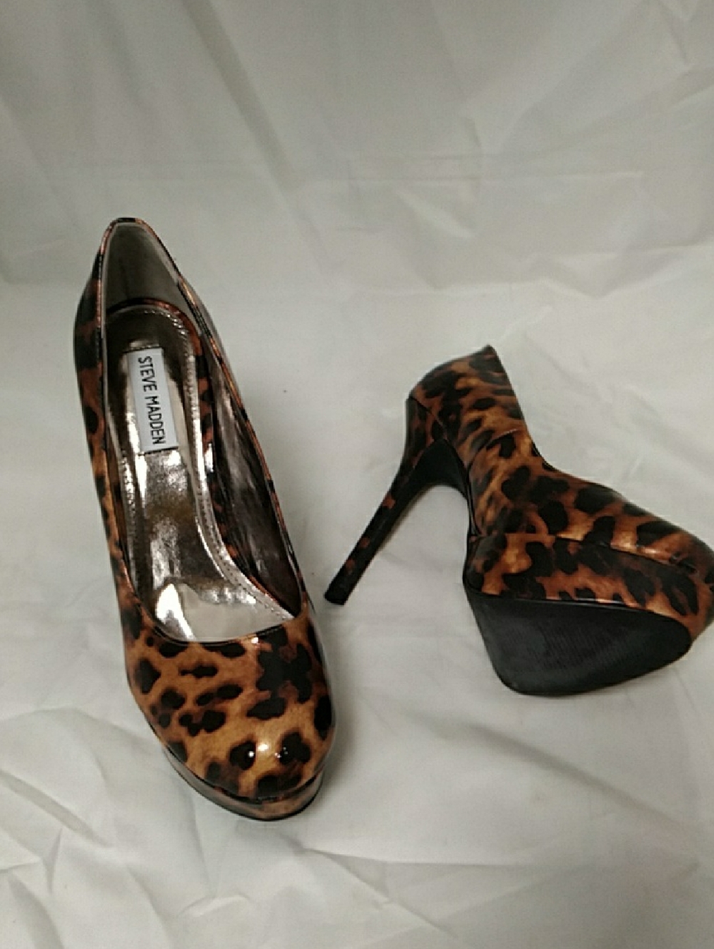 Steve Madden P-Natali Leopard Patent Platform Pumps Size 8.5M